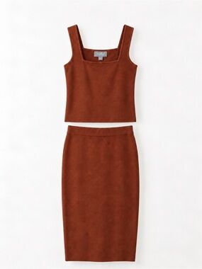 Marked Rust Brown Two-Piece Pencil Skirt Set